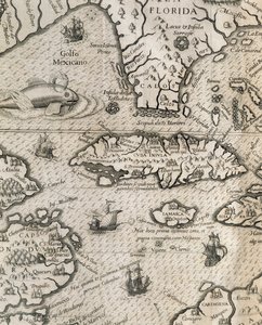 Kuba szigete, Florida és a Mexikói-öböl, metszet az American Grand Voyages történetéből alkotó: Theodore de Bry