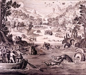 Sir Walter Raleigh: Guyana nagy, gazdag és gyönyörű birodalmának felfedezése, a Newe Weld un Americanische Historien című művéből, Johann Ludwig Gottfried, 1631