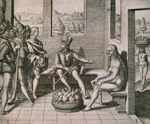 Theodore de Bry spanyol hódítók találkoznak őslakos nőkkel Amerikában alkotó: Theodore de Bry