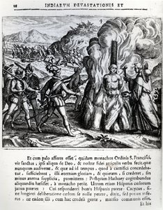 Hatuey felgyújtása a spanyolok által a kubai Yara városában, 1512. február 2-án, 1664. alkotó: Theodore de Bry
