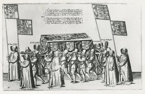 Sir Philip Sidney temetkezési csoportja a Szent Pál-székesegyház felé vezető úton, 1587 alkotó: Theodore de Bry