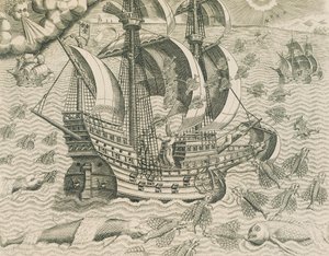Szárnyas halak az indiai tengerekből, Theodore de Bry illusztrációja az amerikai történelemből alkotó: Theodore de Bry