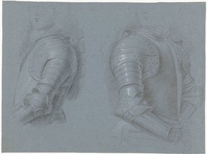 Tanulmányi lap egy cuirass bal és jobb oldalával alkotó: Theodorus Netscher