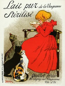 Étel és ital. Vingeanne tej. Kislány macskákkal. Plakát: Steinlen, Franciaország, 1890 körül (plakát) alkotó: Théophile Alexandre Steinlen