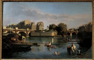 The new bridge and the tip of the Ile de la Cite. View of Paris. Painting by Theophile Meunier (1800-1884)   1403733   hu       hungarian Successfully Translated  Original: Portrait of President Paul von Hindenburg 1847-1934, by Max Liebermann (1847-1935)  alkotó: Théophile Meunier