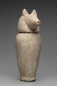 Canopic Jar Sakál fejével (mészkő) alkotó: Third Intermediate Period Egyptian