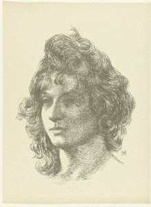 Portret van Jonge vrouw Tanulmány egy fiatal nő fejéről A próba (sorozat címe) alkotó: Théo van Rysselberghe