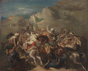 Arab lovasok csatája egy zászló körül alkotó: Théodore Chassériau