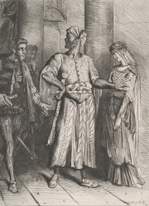 Őszinte Iago, a Desdemonámat neked kell hagynom: 4. tábla az Othelltől..., 1844-ben metszett, 1900-ban újranyomva. alkotó: Théodore Chassériau