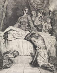 Ó! Ó! Ó!: 14. tábla az Othello Act 5 2. jelenetéből, 1844, r..., 1844 metszet, 1900 utánnyomás. alkotó: Théodore Chassériau