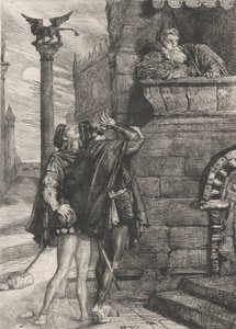 Ébredj! mi ho! Brabantio! tolvajok! tolvajok!: 1. tábla az 1844-es Othello Act 1 1. jelenetéből. alkotó: Théodore Chassériau