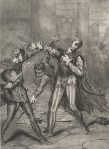Gazember, te halsz meg: 10. tábla az Othello 5. felvonás 1. jelenetéből, 1844-ben metszett, 1900-ban újranyomva. alkotó: Théodore Chassériau