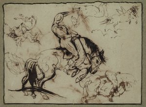 Théodore Géricault-nak tulajdonítva - Lovak és lovasok, 19. század alkotó: Theodore Gericault