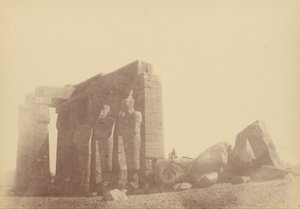 Közeli kilátás a Ramesseum kolosszusára alkotó: Théodule Devéria
