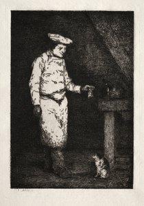 A macska ebédje. alkotó: Auguste Theodule Ribot