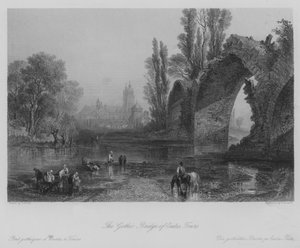 A gótikus Eudes-híd, Tours (metszet)