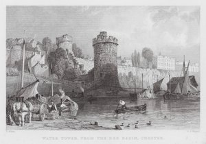 Víztorony, a Dee-medencéből, Chester (metszet) alkotó: Thomas (after) Allom