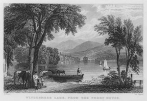Windermere-tó, a kompházból (metszet) alkotó: Thomas (after) Allom