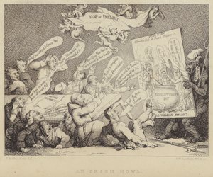 Egy ír üvöltés: az Egyesült Írek Nemzeti Konventjének ülése, amelyen bemutatják a republikanizmus borzalmait, amelyekre a francia forradalom példája volt alkotó: Thomas (after) Rowlandson