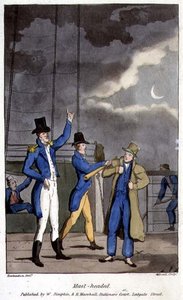 Árbocfejű, lemez a „The Adventures of Johnny Newcome a haditengerészetben”, John Mitford (1782-1831) vésette W. Read
