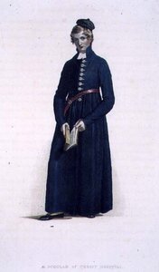 A Scholar of Christ Kórház, a "Krisztus Kórház története", a "History of the Colleges" része, metszette J. Agar, pub. R. Ackermann