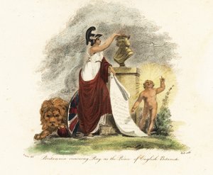 Britannia megkoronázza John Rayt az angol botanikusok hercegévé.1806 (metszet)