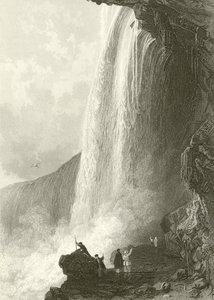 Horse Shoe Fall, Niagara. A barlang bejárata az angol oldalon. alkotó: Thomas Allom