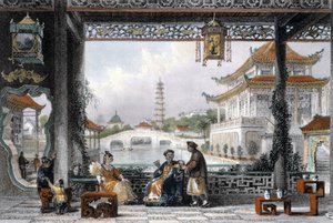 "A mandarin pavilonja és kertje Peking közelében", Kína, 1843 alkotó: Thomas Allom
