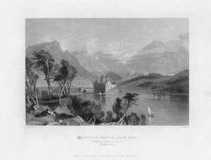 Kilchurn kastély, Loch Awe, Dalmally felé nézve, Argyleshire, 19. század.