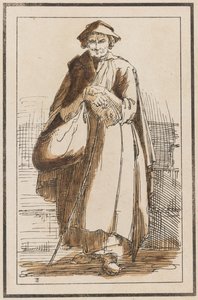 Negyven litográfiai lenyomat Thomas Barker tájképi rajzaiból, a természet utáni rusztikus figurákról szóló tanulmányaiból válogatva: [Öreg nő köpenyben, összekulcsolt kezekkel]