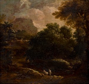 Erdős táj alakokkal, 1789-1847 körül (olaj, tábla)