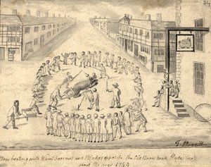 Medvecsali, Manchester, 1819 (toll, tinta és mosás papíron)