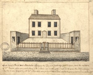 Levers House, Manchester, 1819 (toll, tinta és mosás papíron)