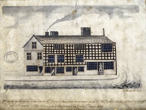 Old House on Hanging Ditch, Manchester, 1819 (toll, tinta és mosás papíron)
