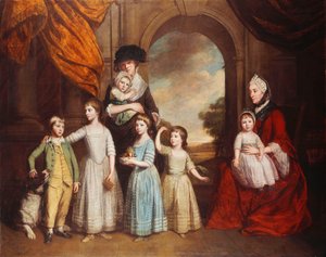 A Craven Children csoportportréja, teljes alakos, boltív előtt, túlvilági tájjal, 1776