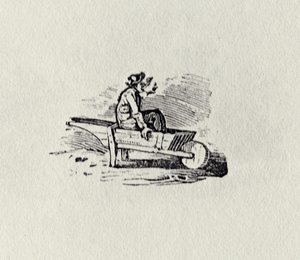 Egy férfi talicskában a Brit madarak és négylábúak története című kiadványból, 1815 (bw metszet) alkotó: Thomas Bewick