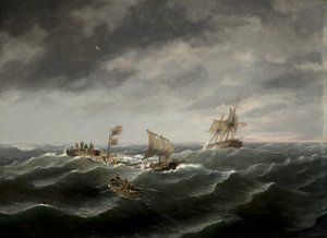 A virginiai norfolki „John S. Spence” szkúner elsüllyedése, 2. nézet - a túlélők megmentése alkotó: Thomas Birch