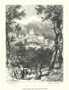 Torino, a kapucinus kolostorból (metszet) alkotó: Thomas Brabazon Aylmer