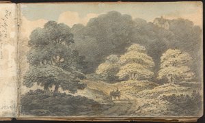 Táj- és alaktanulmányok albuma: Tájjelenet lóval és szekérrel Tunbridge Wells közelében