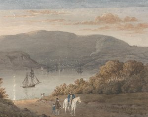 Port Louis a La Petite Montagne-ból (Alkonyat) lovassal és figurákkal az előtérben