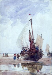 Egy strandon horgász smack (akvarell)