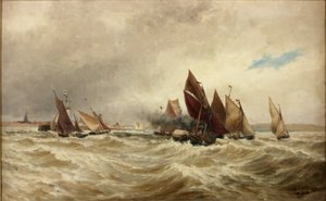 Hajók vontatása Calais-ból alkotó: Thomas Bush Hardy
