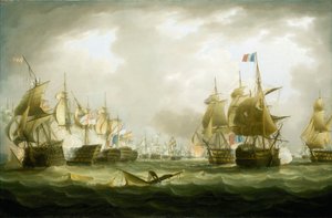 A trafalgari csata, 1805. október 21., az akció kezdete, 19. század eleje (olaj, vászon) alkotó: Thomas Buttersworth