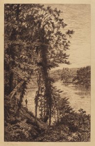 Cím nélkül (Tájkép halászsal) alkotó: Thomas C. Farrer