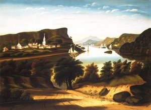 Lake George és Caldwell faluja, kb. 1850-es évek.