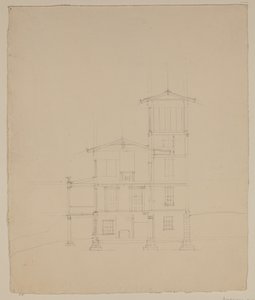 A Catskillben tervezett villa rajza, 1801-48 körül (grafitceruza törtfehér szőtt papíron) alkotó: Thomas Cole
