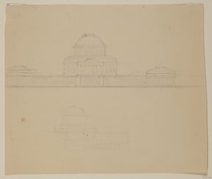 Az ohiói állami ház emeletének ábrázolása, 1838 körül (grafitceruza, bézs színű vattapapír) alkotó: Thomas Cole