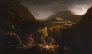 Tájkép figurákkal: Az utolsó mohikánok című filmből. alkotó: Thomas Cole