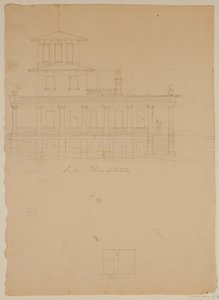 A tervezett villa oldalnézete Catskillben alkotó: Thomas Cole