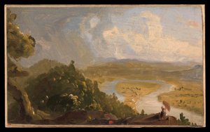 Vázlat a Kilátás a Mount Holyoke-ról, Northampton, Massachusetts, zivatar után (A folyókanyar) című képhez alkotó: Thomas Cole